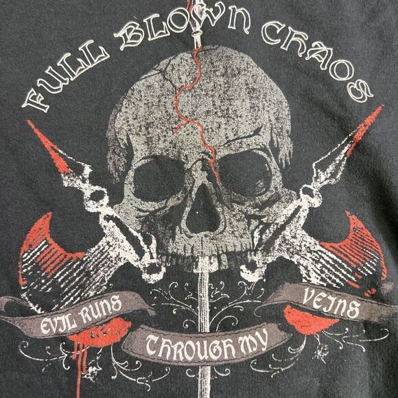 Rare Full Blown Chaos Evil Runs Through Black Full Zip Sweater XL Vtg Read Desc - Picture 3 of 12